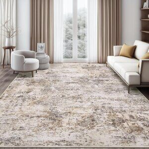 8x10 Brown Washable Area Rug, Ultra-Thin Non-Slip Soft Carpet for Home & Room